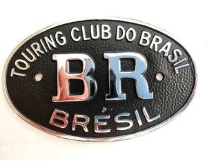 Emblema Placa Touring Club Br Metal Cromado Preto Fosco