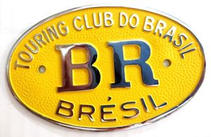 Emblema Placa Touring Club Br Metal Cromado Amerelo Fosco