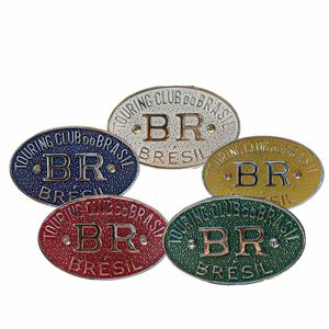 Emblema Placa Touring Club Br Metal Cromado Branco Fosco