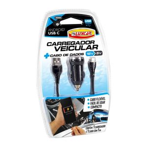 Carregador Veicular + Cabo De Dados Luxcar