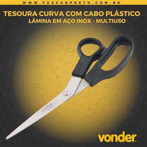 Tesoura Multiuso Curva Aco Inox Tc 215 Com Cabo Plastico