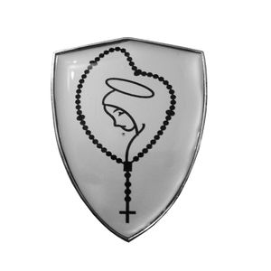 Emblema Escudo Santa No Terco Com Moldura Cromada