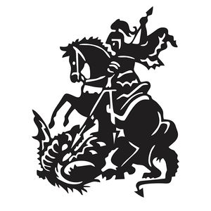 Emblema Adesivo SÃo Jorge Branco Com Fundo Preto