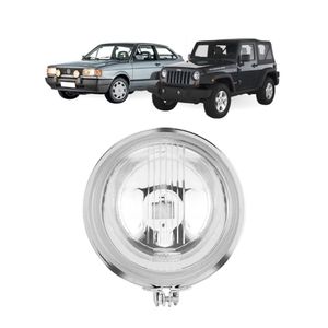 Farol Milha Redondo Lente Cristal Carcaca Cromada  110 Mm