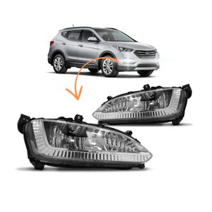 Farol Milha Santa Fe 2013 2014 2015 Com Led