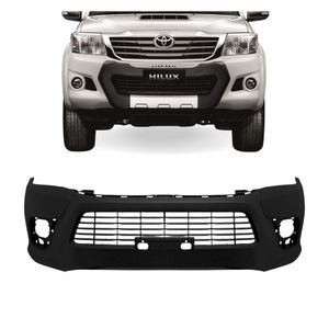 Parachoque Hilux 15/18 Dianteiro Preto Texturizado Cabine Dupla Com Grade Com E Sem Furo Para Milha