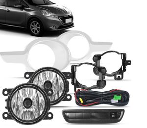 Kit Farol Milha 208 2012 2013 2014 2015 2016 Moldura  Botao