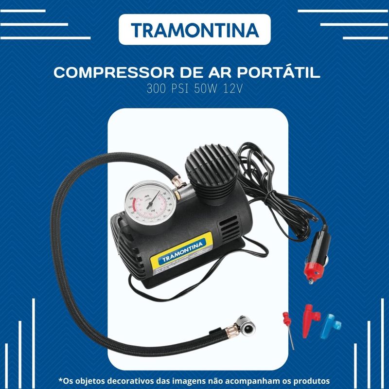 Compressor de Ar Portátil 12V 50W TRAMONTINA 42330