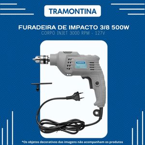 Furadeira De Impacto Eletrica 3/8 500w 127v Injet 3000 Rpm