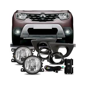 Kit Farol Aux Duster  19/22moldura Preta Suporte Interno