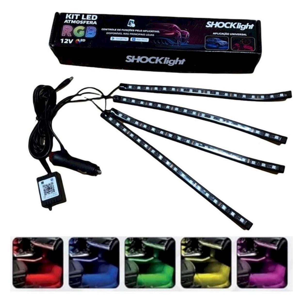 Kit Led Rgb Atmosfera 4x12 12v - Fuscão Preto