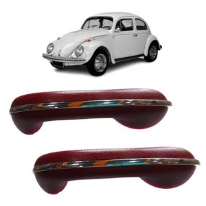 Puxador Porta Descansa Braço Fusca 1960 A 1973 Vermelho Par