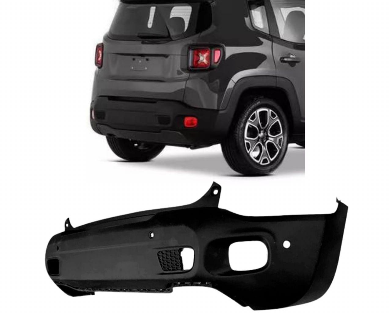 Parachoque Traseiro Renegade 2015 A 2018 Com Furo Sensor - Fuscão Preto