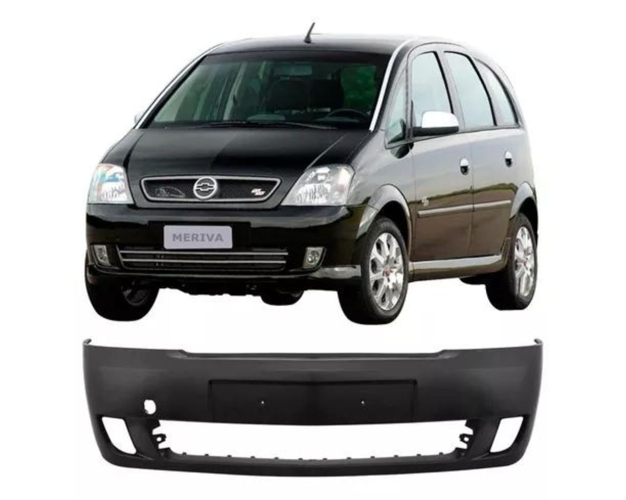 Parachoque Dianteiro Meriva 2002 A 2012 Com Furo Para Milha - Fuscão Preto