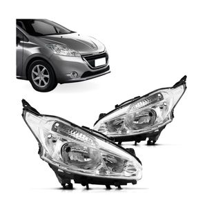 Farol 208 2012 2013 2014 2015 2016 Mascara Cromada Com Led
