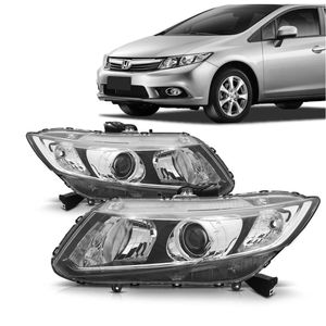 Farol Civic 2012 2013 2014 2015 2016 Masc Negra Foco Duplo