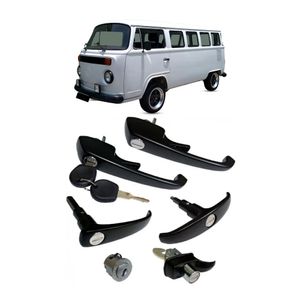 Kit Macaneta Externa Kombi 1980 A 1996 Preto C/chave