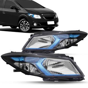 Farol Onix Prisma 2012 A 2016 Joy 2017 A 2020 Moldura Azul