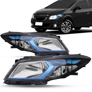 Farol Onix Prisma 2012 A 2016 Joy 2017 A 2020 Moldura Azul