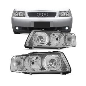 Farol Audi A3 2001 2002 2003 2004 2005 2006 Mascara Cromada