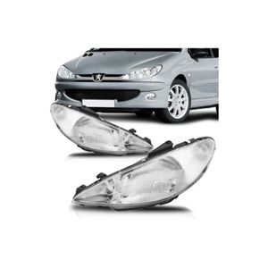 Farol Peugeot 206 1998 A 2003 Foco Simples Mascara Cromada