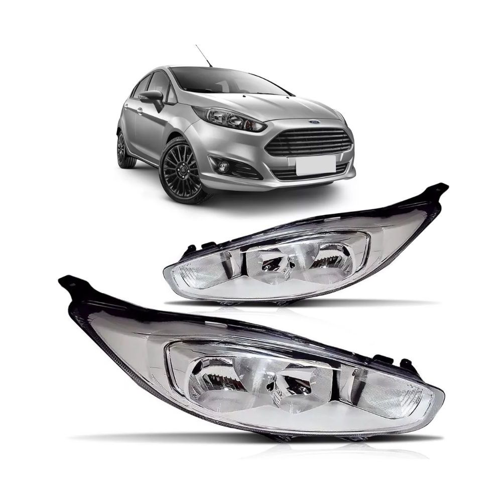 Farol Fiesta 2013 2014 2015 2016 A 2018 New Mascara Cromada - Fuscão Preto
