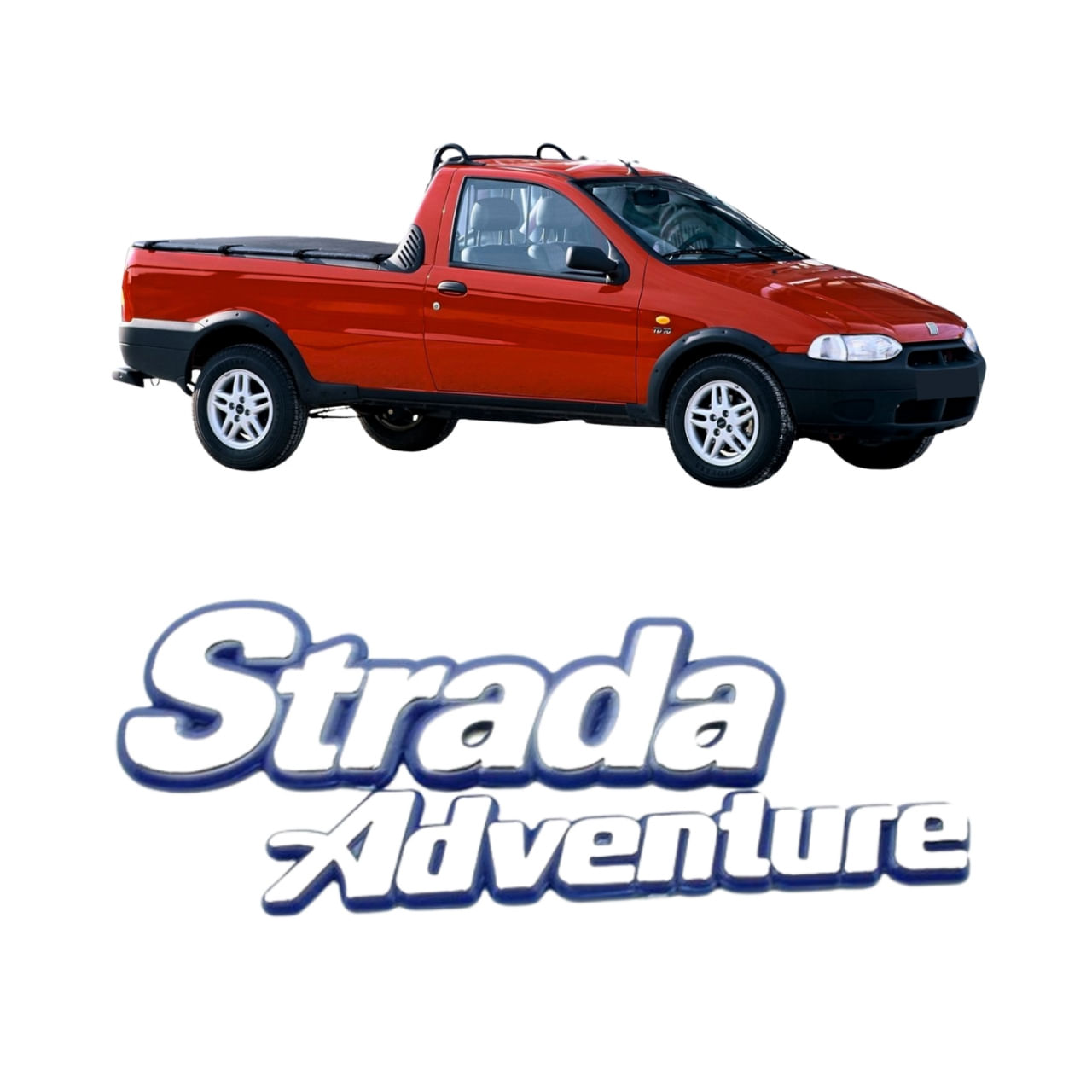Emblema Strada Adventure 1995 A 2000 Fundo Azul Cromado - Fuscão Preto