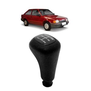 Manopla Cambio Escort Hobby 1984 A 1992 Preto Acrilico Prata