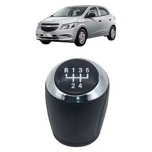 Manopla De Cambio Onix Prisma 2012 A 2020 Preto Aro Cromado