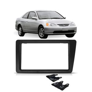 Moldura 2 Din Civic 2001 2002 2003 2004 2005 2006 Preto