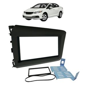 Moldura 2 Din Civic 2012 2013 2014 2015 2016 Preto