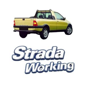 Emblema Fundo Azul Cromado Strada Work 1996 A 2000