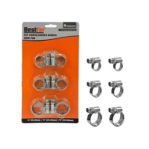 Abracadeira Rosca S/fim Kit 6pcs Inox Reforcada