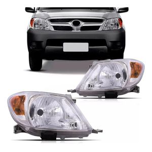 Farol Hilux 2005 2006 2007 2008 Mascara Cromada
