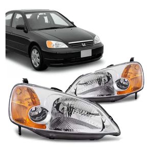 Farol Civic 2001 2002 2003 Mascara Cromada Pisca Ambar