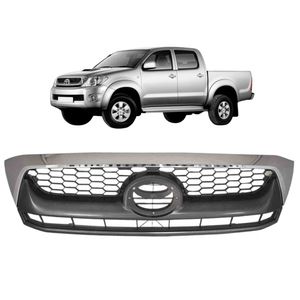 Grade Dianteira Hilux 2009 A 2011 Cinza Com Moldura Cromada