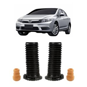 Kit Amortecedor Civic 2012 A 2016 Batente Coifa Coxim Dianteiro Par
