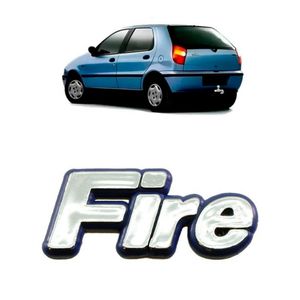 Emblema Fire 1995 A 2000 Cromado Fundo Azul
