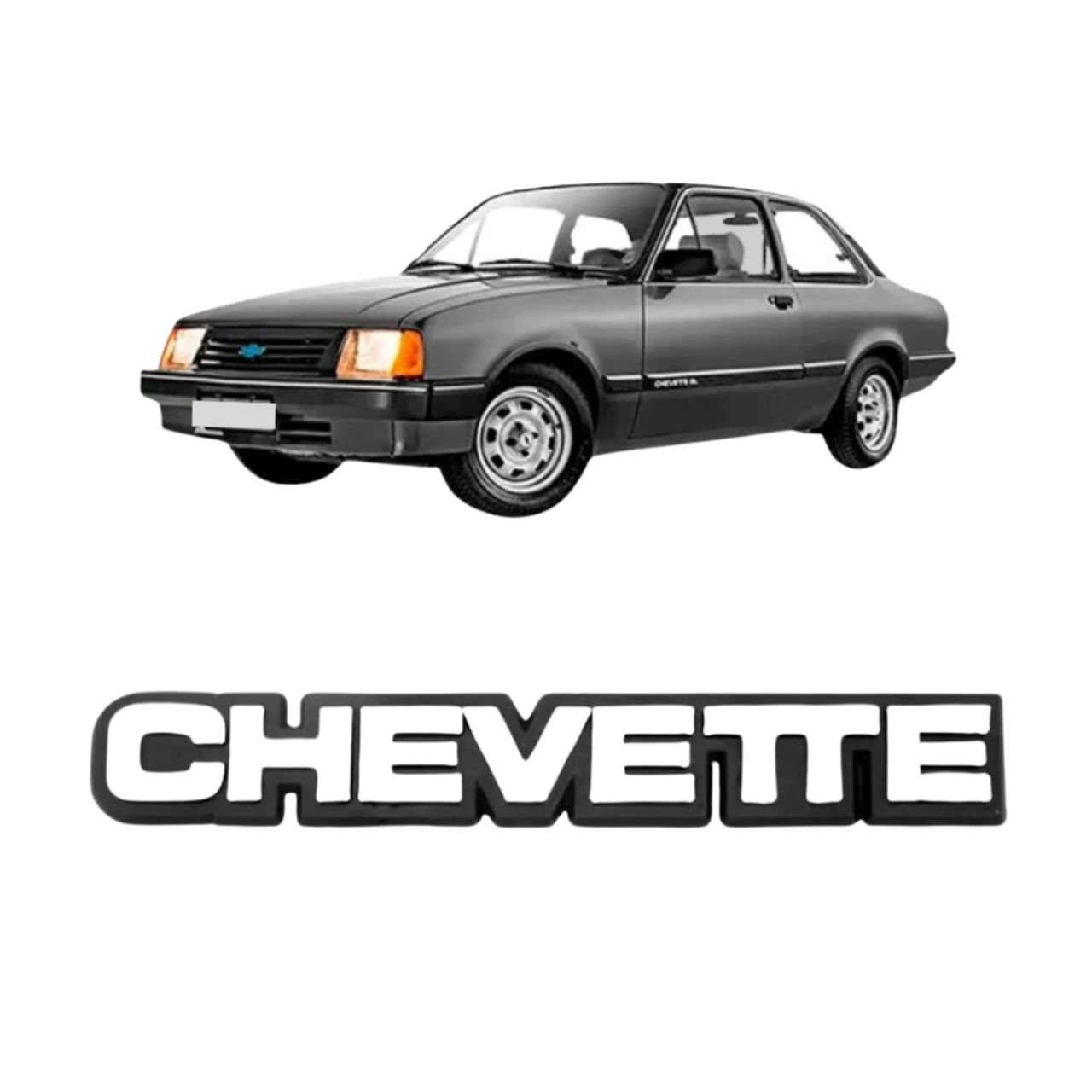 Emblema Antiga Chevette 1980 A 1982 Cinza - Fuscão Preto