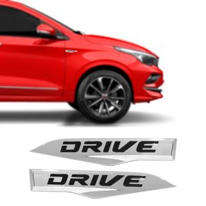 Emblema Lateral Drive Argo Cronos 2017 A 2021 Cromado Par