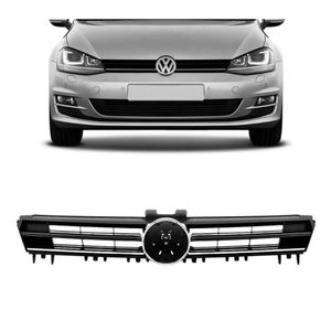 Grade Dianteira Golf 14 A 16 Mk7 Tsi Preto Com Friso Cromado