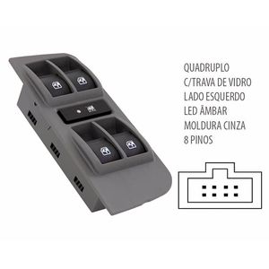 Tecla De Vidro Palio / Grand Siena 2012/ Quadruplo Cinza