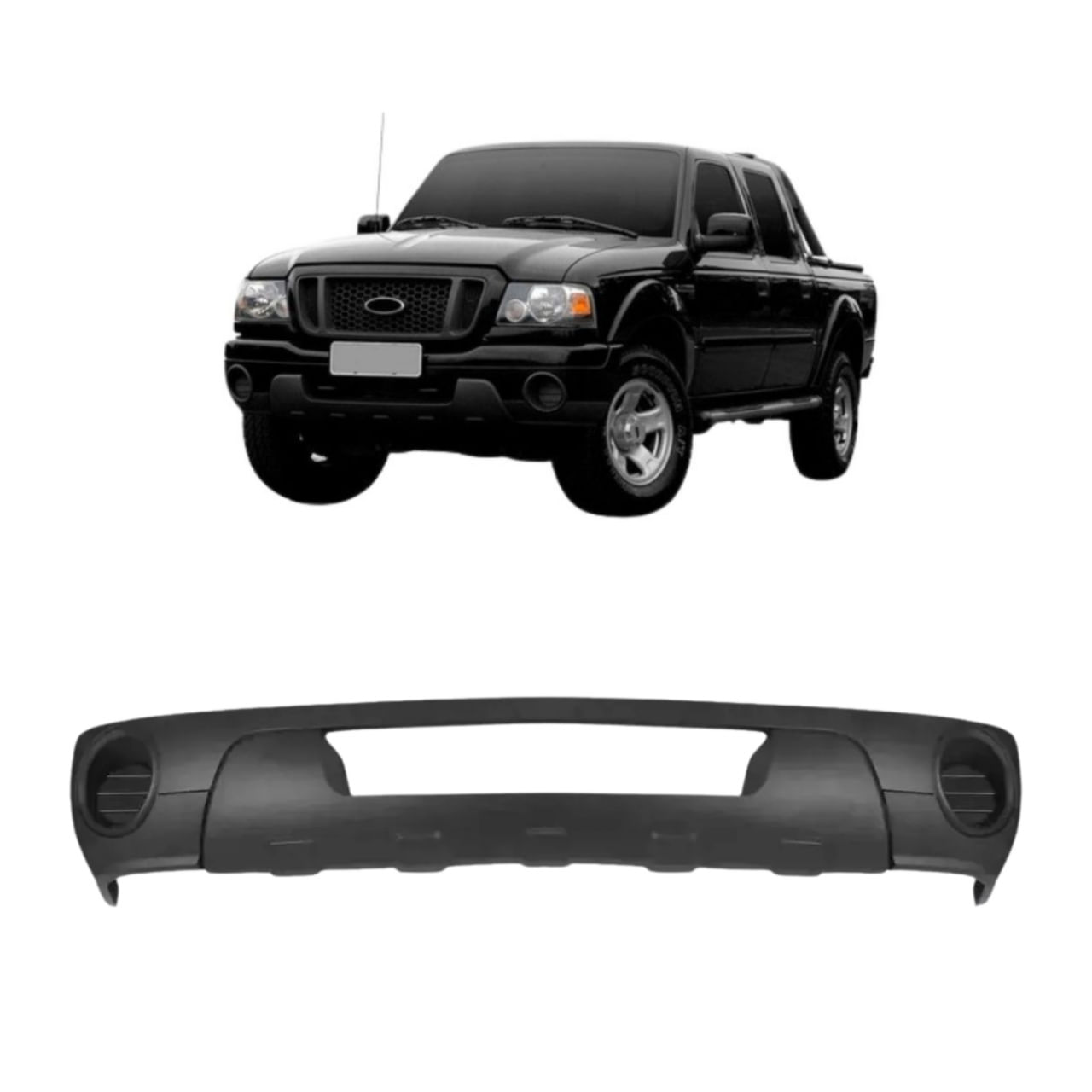 Spoiler Dianteiro Compativel Com Ranger 2005 A 2009 Sem Furo - Fuscão Preto
