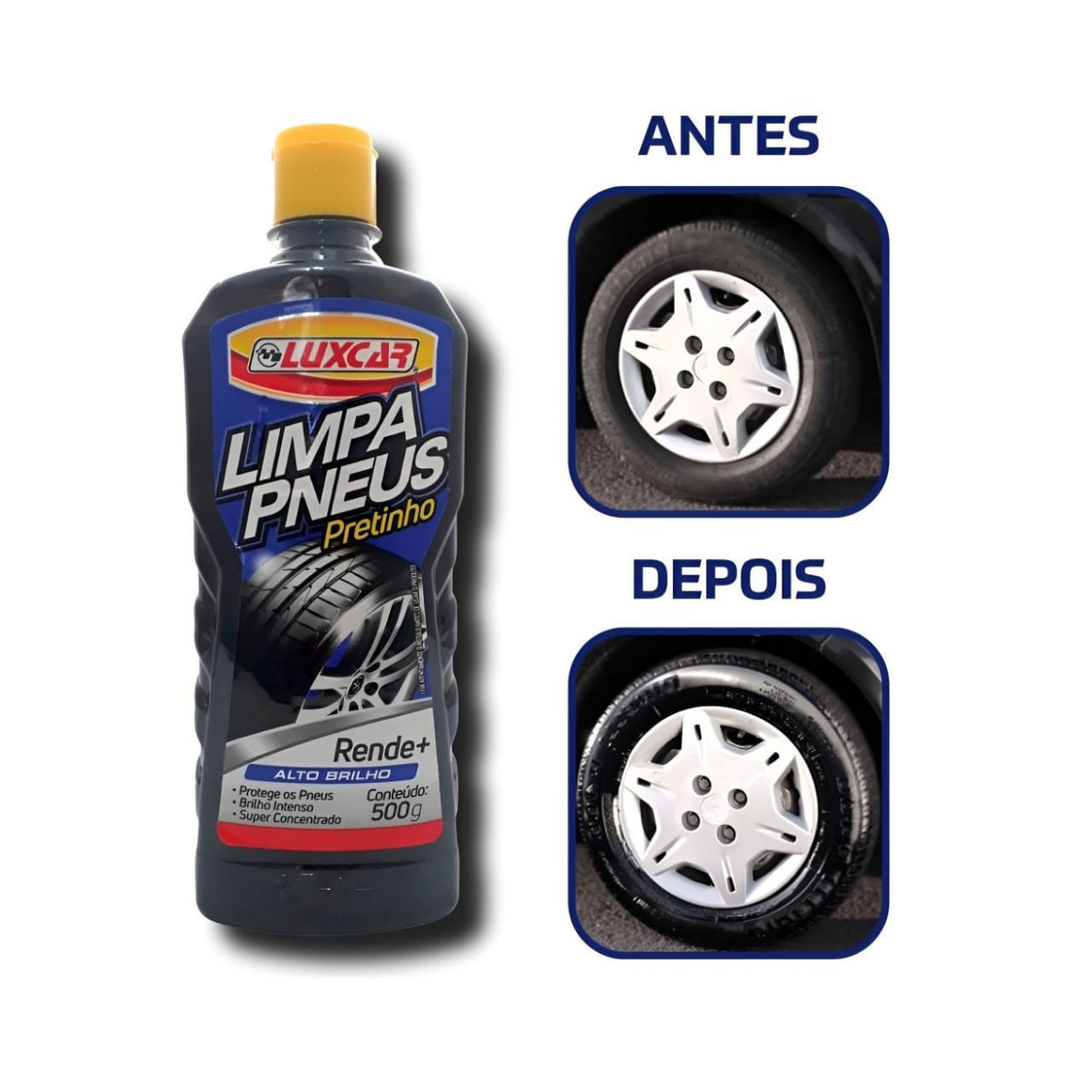 Limpa Pneus Pretinho Alto Brilho Luxcar 500g - Fuscão Preto