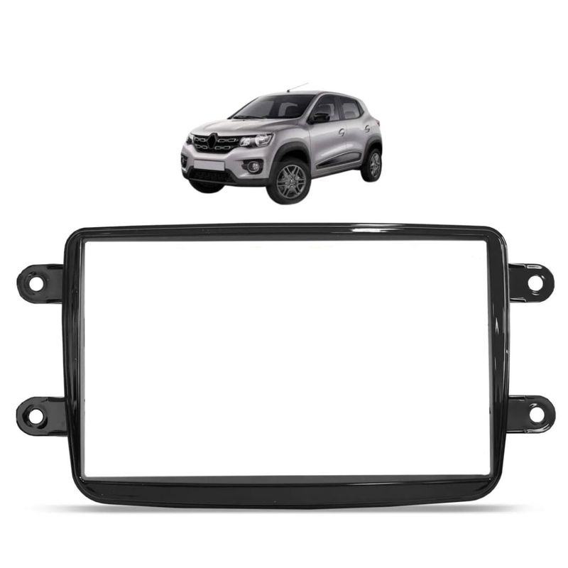②Dino206 Moldura 2 Din Kwid 2017 A 2026 7 Polegadas Black Piano - Fuscão Preto