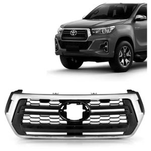 Grade Dianteira Hilux 2018 A 2020 Preta Moldura Cromada