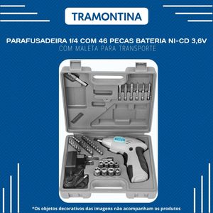 Parafusadeira 1/4 Com 46 Pecas Bateria Ni-cd 3,6v Com Maleta